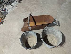 lot 210 image: Grain Scoop & Galvanized Pales