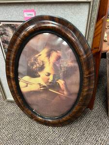 lot 370 image: Cupid Asleep Oval Picture 25 Tall