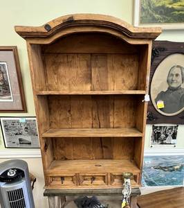 lot 382 image: 3 Shelf Display with 3 Drawers & Metal Top Table