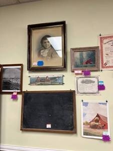 lot 439 image: Artwork, Slate Board & Photos (8 pieces)