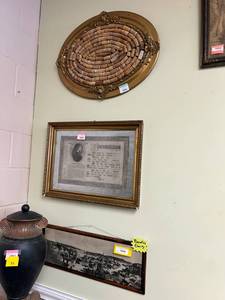 lot 442 image: 3 Pieces Artwork - Norway Photo, Lords Prayer (Danish) & Framed Corks