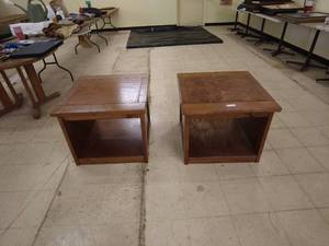 lot 6 image: Pair of Wood End Tables with Open Storage