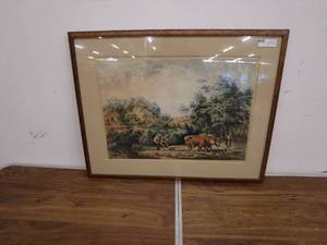 lot 8 image: Vintage Lithograph - Currier and Ives Southern Farm Scene