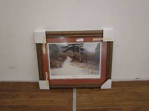 lot 12 image: Framed Print Grouse Feedin by Les C. Kouba