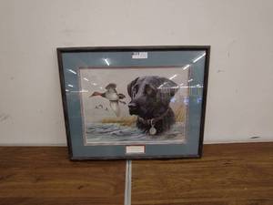lot 14 image: Black Lab - Canvasback Marshland Series by James H. Killen