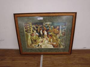 lot 18 image: Framed Vintage Artwork - Caf Scene