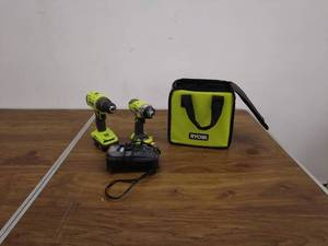 lot 34 image: Ryobi 18V ONE Drill and Impact Driver Combo Kit