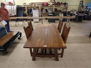 lot 86 image: Rustic Wooden Dining Table with 6 Matching Chairs