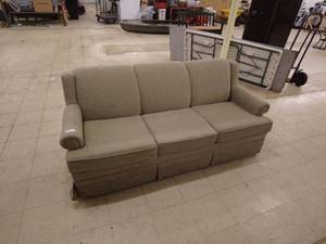 lot 91 image: Vintage Beige Upholstered 3-Seater Sofa