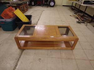 lot 94 image: Wooden Coffee Table with Glass Inlay