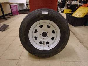 lot 105 image: Trailer Tire on White Rim - ST20575D15