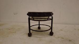 lot 206 image: Vintage Metal Pet Food Bowl with Ornate Stand
