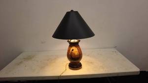 lot 209 image: Rustic Table Lamp with Pheasant Design and Black Shade