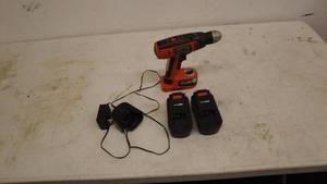 lot 212 image: Black & Decker Cordless Drill with Two Batteries and Charger
