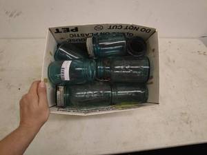 lot 222 image: Collection of Vintage Blue Mason Jars