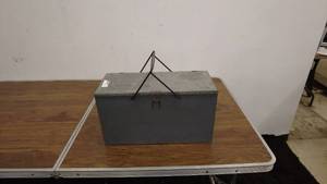 lot 124 image: Vintage Metal Storage Box with Two Inner Containers