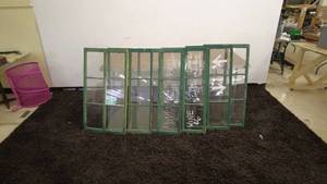 lot 130 image: Lot of Vintage Green Wooden Window Frames