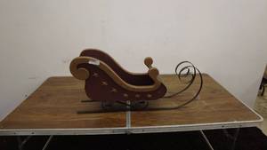 lot 143 image: Decorative Wooden Sleigh with Metal Runners