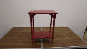 lot 149 image: Vintage Red Side Table with Turned Legs