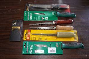 Assorted Drywall Saws and Stud Finder