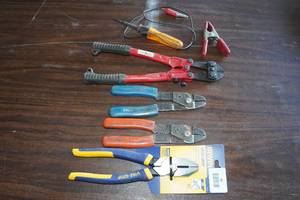 Assorted Tools -Bolt Cutter, Wire Strippers, Vise Grip