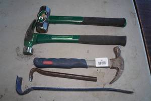2 Hammers, 2 Crow Bars, and Sledge Hammer