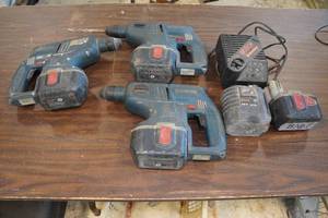 3 Bosch Hammer Drills with Batteries