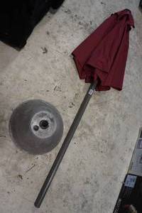 Red Patio Umbrella with Stand