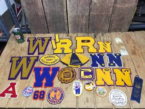 lot 123 image: Vintage Varsity-Letter Jacket Letters - Pins - Accomplishments