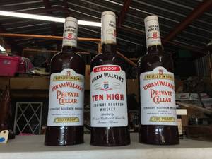 lot 204 image: 3 Vintage Hiram Walkers - Inflatable Whiskey Bottles