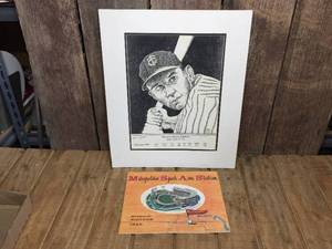lot 220 image: Harmon Killebrew by James Zotalis & 1956 Met Stadium Souvenir