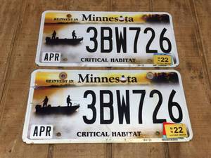 lot 242 image: Pair MN Critical Habitat License Plates - Collectable