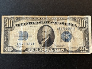 1934 A Blue Seal $10 Dollar Silver Certificate
