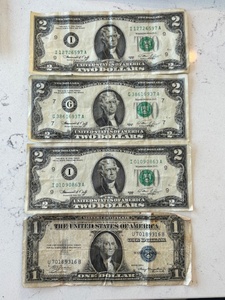 $1 Dollar Silver Certificate and $2 Dollar Bills