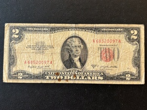 1953 B Red Seal $2 Dollar Bill