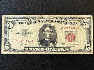 1963 Red Seal $5 Dollar Bill