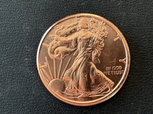 1 Ounce .999 Fine Copper Round Walking Liberty Half