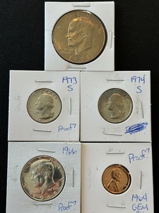 Dollar, Half, Quarter, and Lincoln Cent