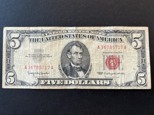 1963 Red Seal $5 Dollar Bill