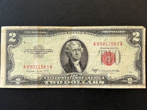 1953 B Red Seal $2 Dollar Bill