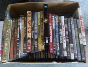 lot 36 image: Box full of DVD movies, about 60