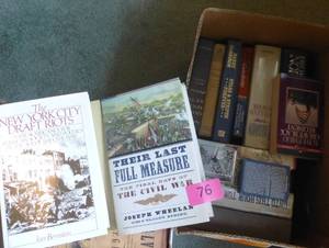lot 76 image: Box full of hardback books on the Civil War, plus 3 sets of playing cards