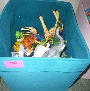 lot 100 image: Box of plastic animals from around the world