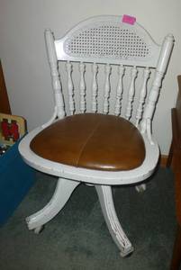 lot 121 image: Vintage swivel chair on casters and pictures