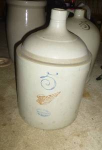 lot 159 image: Red Wing Union Stoneware 5 Gallon Jug  Large Wing