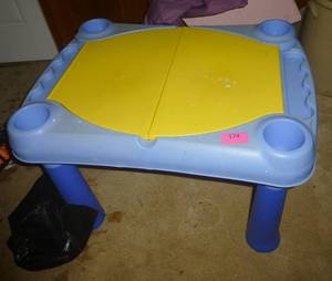 lot 174 image: Activity table, covered sand box plus diaper bag
