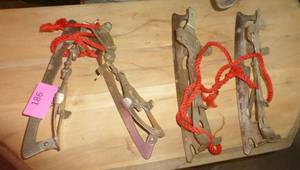 lot 186 image: Two pair of clamp on vintage ice skates