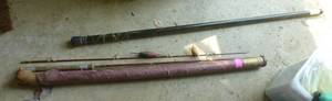 lot 216 image: Vintage Heddon Pal standard #130 fishing rod 7 ft and vintage South Bend Lazy Day telescoping pole - tip is still good