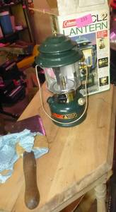 lot 233 image: Vintage cleaver and Coleman lantern that appears new