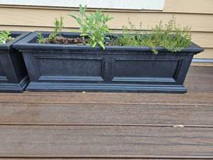lot 98 image: Resin Flower Boxes Pair